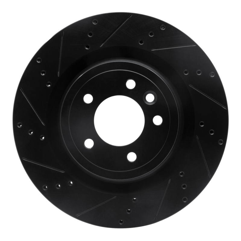 Land Rover Range Rover Sport Brake Rotor (1) - Rear Left - R1 Concepts - Drilled & Slotted - Black - `14-`24